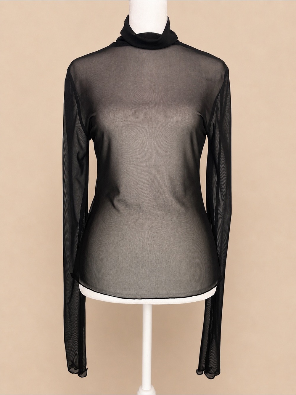 🖤🕸️ Black Sheer Mesh Turtleneck Layering Top | Med/6 - | NWT
